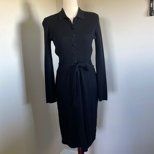 Talbots Black Sweater Dress Italian Merino Wool XS